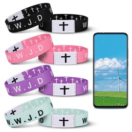 4PCS Daily Bible Verse Bracelet, Christian Jesus Bracelet for Women Men, Jesus Gift Wristband, What Would Jesus Do Bracelet 4 Colors