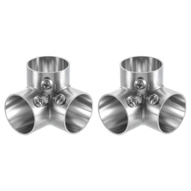 sourcing map 2Pcs 90 Degree 3-Way Elbow Pipe Fitting Connector, Fit 1 Inch(25mm) OD Pipe Stainless Steel Structural Pipe Connector Chain Link Fence Clamp