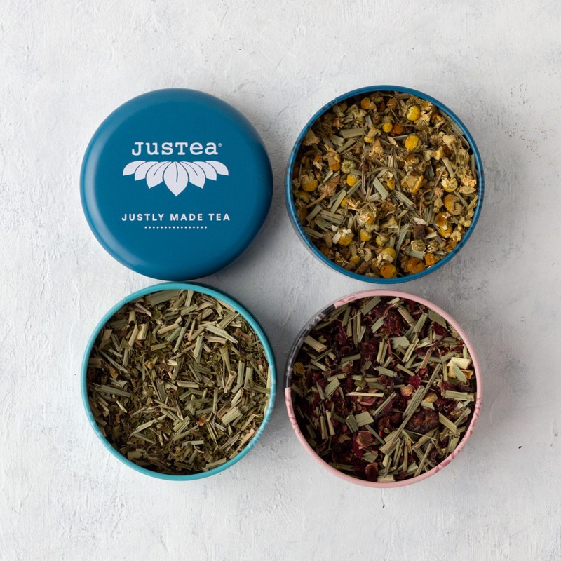 JusTea Herbal Tea Trio | Stacking Tins Variety Pack with