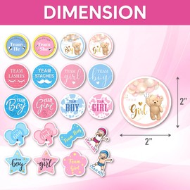 Pack 90 Pcs Team Boy Or Team Girl Stickers for Gender Reveal Party Favors Kids Boys Girls Toddlers Baby Shower Funny Cute Aesthetic Sticker Round Waterproof Small Vinyl Decals
