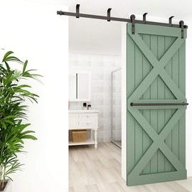 TSMST 10ft Ceiling Mount Sliding Barn Door Hardware fit 60" Wide Single Wooden Door,Easy to Install,Smoothly and Quietly,Simple Shape Hanger