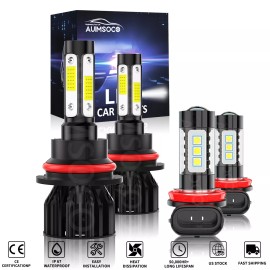 AUIMSOCO For Ford Focus 2005 2006 2007 High/Low Beam LED Headlight Fog Light Bulbs 6000k