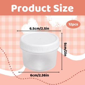 Gubilacrum Sauce Pots, 12 Small Containers with Lids for Food Storage, 120 ml Capacity 6.5×6×5 cm Dimensions, Compact Sauce Pots with Lids for Kitchen Organisation, Suitable for Most Meople
