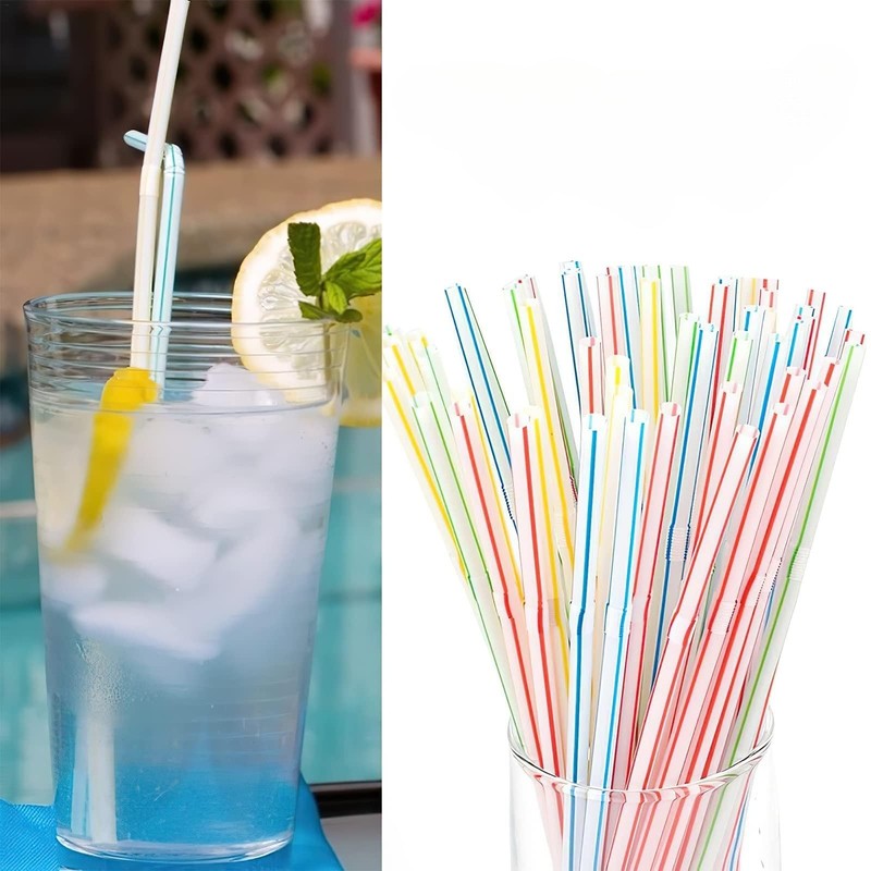 200 PCS Multiple Colors Straws, 20cm Long, Stripes, Suitable for