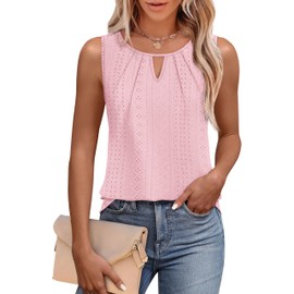 WIHOLL Tank Tops for Women Loose Fit Casual Summer Tops Lightweight Sleeveless Shirts Light Pink S