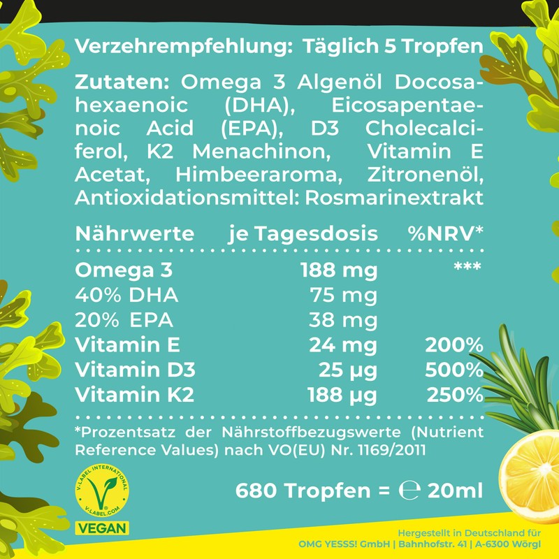 Omega-3 Algae Oil Plus - 40% DHA and 20% EPA