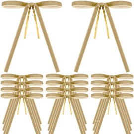 24 Pcs Khaki Velvet Bows for Christmas Tree Decor, Elegant Velvet Pre-Tied Ribbon Bows Door Garland Vintage Ornaments for Christmas, Wreaths, Gifts and Home Decoration (5x7 Inch, 3/8'' Wide)