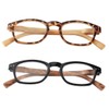 Reading Glasses with Wood Grain Bows, 2 Pair - Magnification