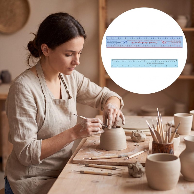 Ceramic Shrinkage Scale Ruler Set, 2 Pcs Pottery Clay Sculpture