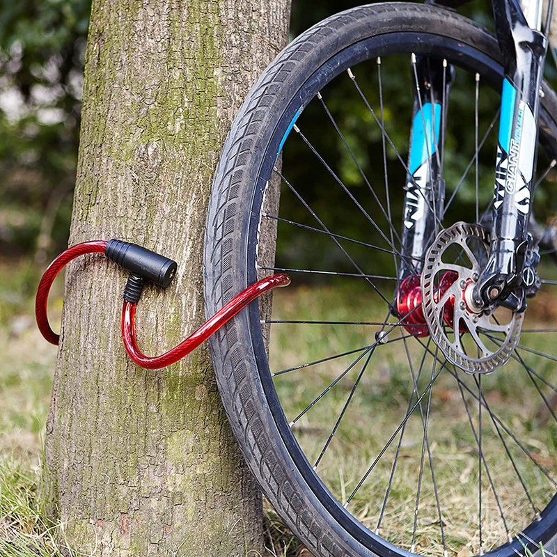 DEKTON DT70335 Bike Lock, Black/Red, 12 mm x 1 m