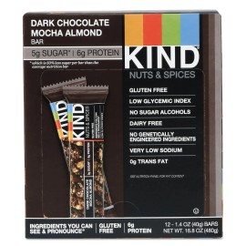 KIND Nuts and Spices Bar Dark Chocolate Mocha Almond 1.4 oz Bar 12/Box 18554