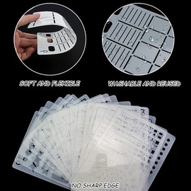 24 Piece Stencil Set, Bullet Journal Stencil Stencils Made of Plastic Drawing Stencils Pattern Reusable Template Accessories for Diary, Scrapbook, DIY Gift Cards, Photo Album