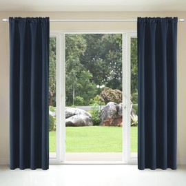 JADE POKE Thick Blackout Flame Retardant Curtains for Living Room Bedroom, Modern Minimalist Fireproof Insulation Curtains, 52 X 84 in, Navy, 2 Panels