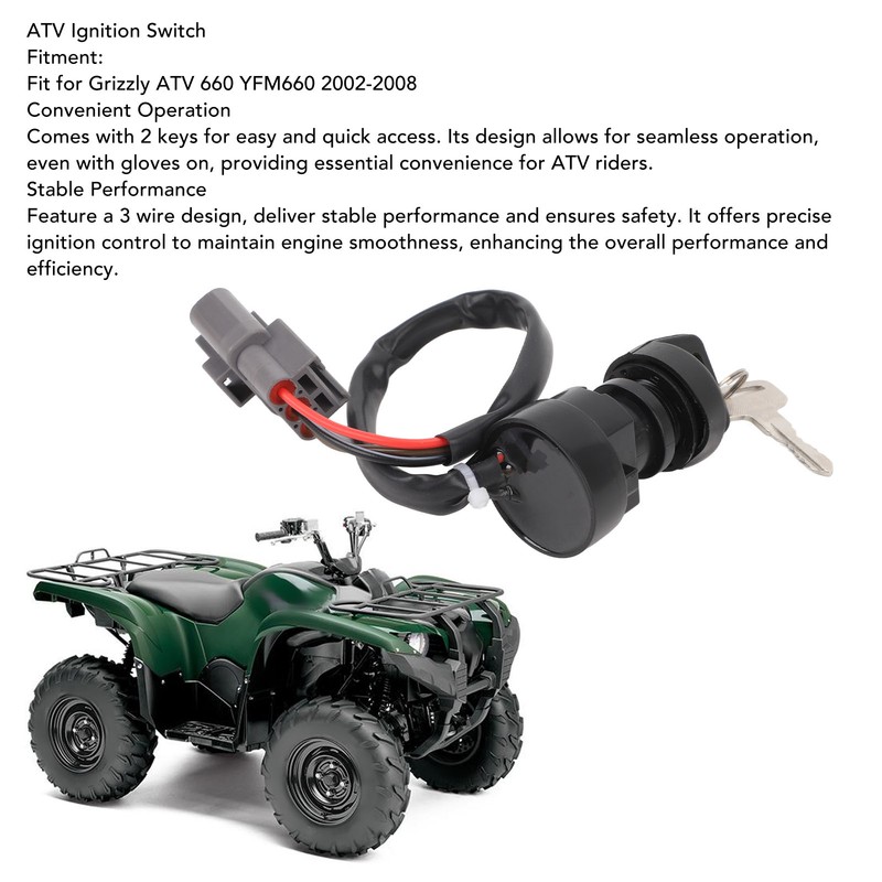 ATV Ignition Key Switch 3 Wire Stable Performance Ignition Starter
