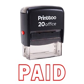 Printtoo Rubber Stamp Office Stationary Paid Self Inking Custom Stamp-Red