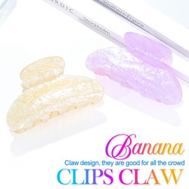 CAKURE Acrylic Claw Clips Pink Hair Clips Cute Hair Claw Barrettes Medium Nonslip Hair Claw Hair Accessories for Women and Girls (Pack of 2) (h-beige&purple)