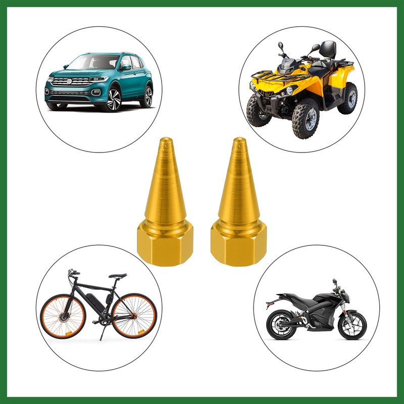 Motoforti 4pcs Gold Tone Car Spike Wheel Tyre Tire Valve