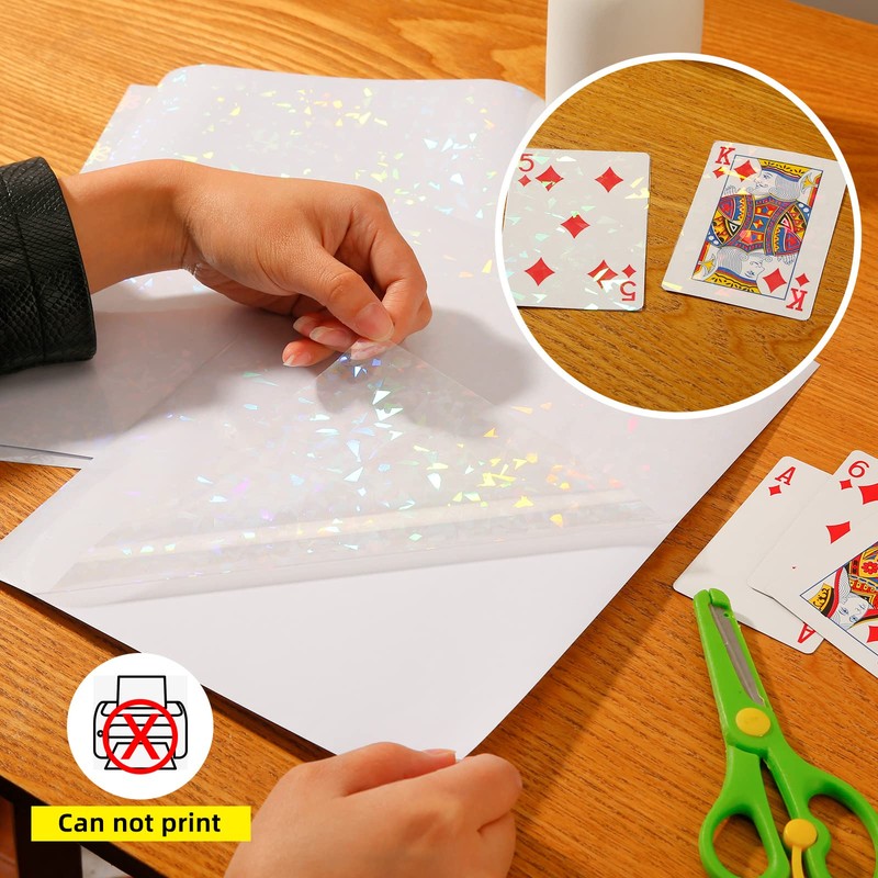 36 Sheets Holographic Sticker Paper, Clear Vinyl Sticker Laminate Film