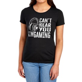 Popfunk Can't Hear You Gaming Women's T Shirt, Black, Medium