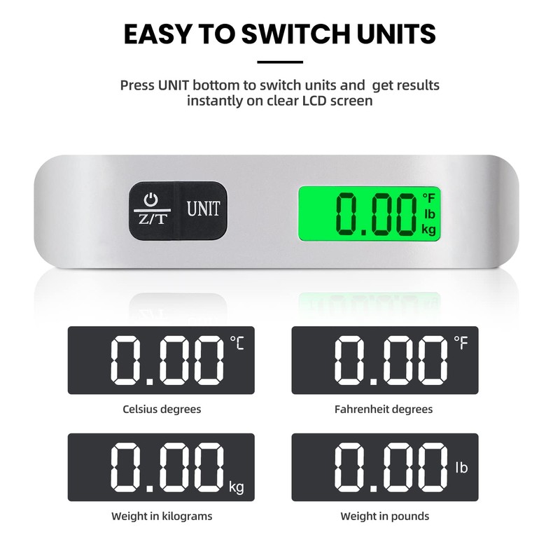 BAGAIL Digital Luggage Scale, 110lbs Hanging Baggage Scale with Backlit