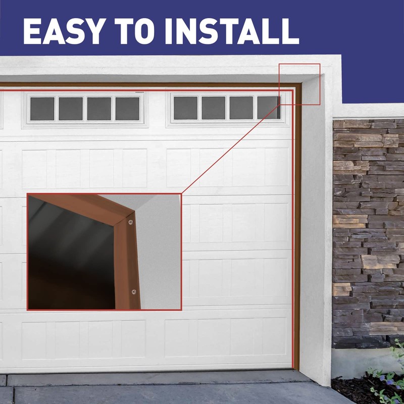 FOSLUOC Garage Door Seal Top and Sides Seal Strip Brown