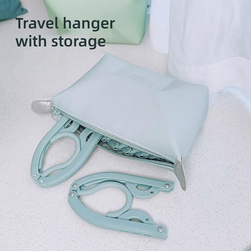 AIMALL 8 PCS Portable Folding Travel Clothes Hanger with Storage