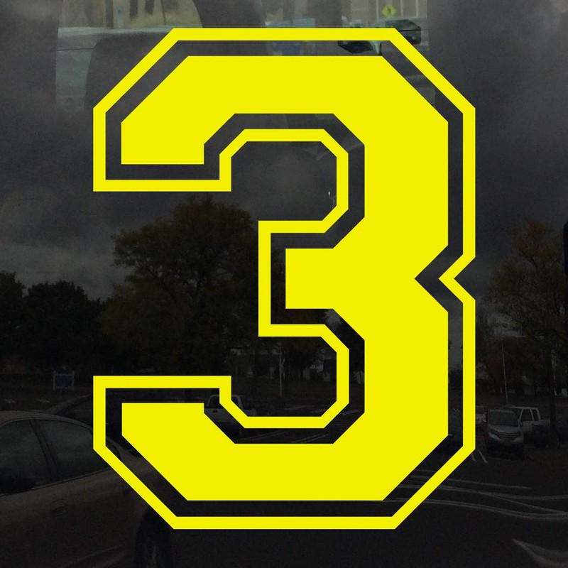 Applicable Pun Varsity Number 3 - Vinyl Decal - Yellow