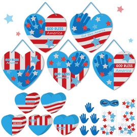 DoubleFill 24 Sets 4th of July Patriotic Crafts God Bless America DIY Independence Day Crafts Patriotic Faith Ornament Arts for Home Classroom Game Arts Activities Party Favor Decorations