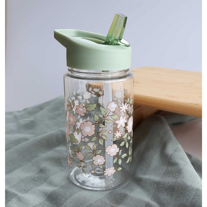 A Little Lovely Company Sage Flowers Kids Water Bottle