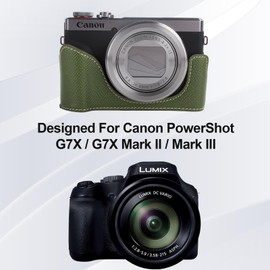 VOVMOEYA Protective Camera Case for Canon Powershot G7X Series, Fit for Canon PowerShot G7X Mark III/G7X Mark II/G7 X Half Case with Adjustable Shoulder Strap PU g7x Mark iii Accessories Lightweight,