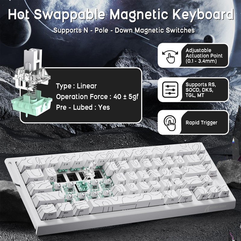 ATTACK SHARK X68 HE Wired Magnetic Keyboard with X3 Wireless