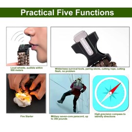 Smithok Paracord Survival Bracelet-Length Adjustable,Loud Whistle Emergency Compass Survival Fire Starter Scraper Accessories for Hiking and Camping and Hunting 4-Pack(Muti-Color)