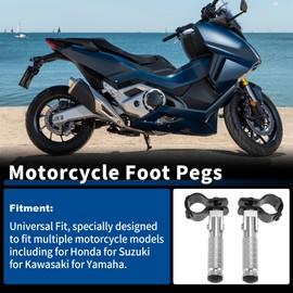 PARSKILO Universal Motorcycle Rear Folding Rearsets for Honda for Suzuki for Kawasaki for Yamaha Foot Pegs 90 Degree Folding Passenger Pedal Supports CNC Aluminum Alloy Silver Tone 1 Pair