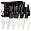 MEET ACROSS 8Pcs Gel Nail Polish Set 6 Colors Milky