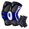 4pc Rodillera Elstica Compresin Para Gym Deportes Correr Negroazul Xl
