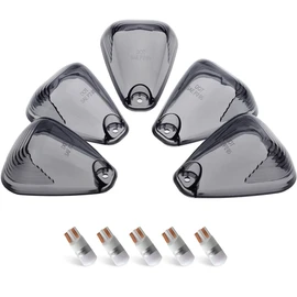 HERCOO Smoke Roof Cab Marker Lights Lens w/LED Bulbs Aftermarket Replacement Compatible with F150 F250 F350 F450 F550 Super Duty (Qty:5