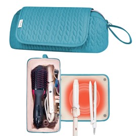 Hair Tools Travel Bag Karsyon Heat Resistant Mat Case Hot Tools Straightener, Curling Iron,Hair Dryers,Haircare Accessories Travel Essentials for Women 2 in 1 Organizer Bags(Teal)
