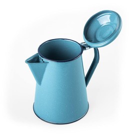 Cinsa Enamelware Coffee Pot (Turquoise Color) - 8 Cups - Camping Essentials - Hot Water for Coffee and Tea - Light and Resistant