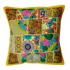 Rastogi Handicrafts Handmade Patchwork Cushion Pillow, Sari Patch Throw Pillow