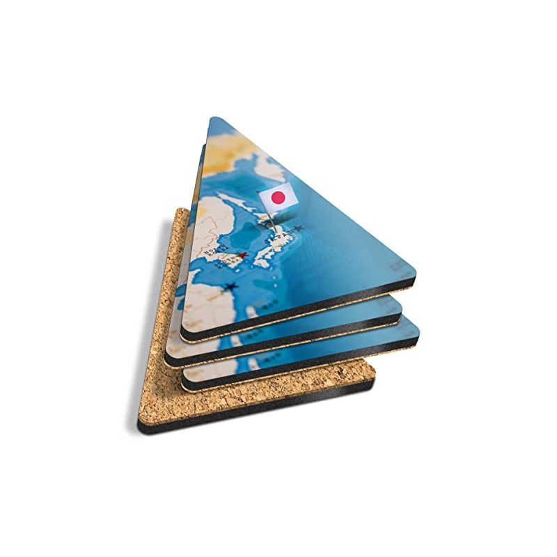 4 x Triangle Coasters - Japan World Map Flag Cork