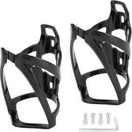 Bike Water Bottle Holder 2 PcsUltra-Lightweight and Strong Bottle Cages with Screws Tool, Universal Bike Cup Holder Rack for Road MTB Bikes (Black)