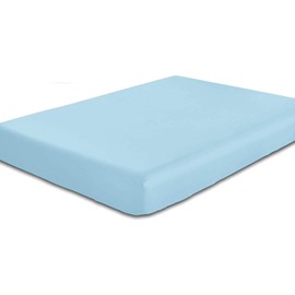 Fitted Sheet Cal-King Size- Light Blue Fitted Bottom Sheet Only - 100% Egyptian Cotton Hotel Quality Top Sheet - Deep Pocket up to 15 inches, Super Soft Cotton Bedsheets (Light Blue Solid, Cal-King)