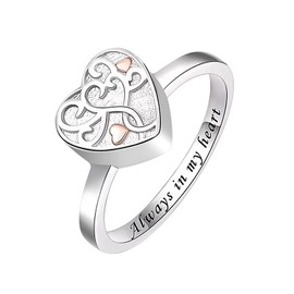 QGJNSGC Tree of Life Urn Ring for Ashes Celtic Knot Tree Memorial Keepsake Jewellery Always in My Heart Cremation Ring for Women Men, Stainless Steel, Cubic Zirconia