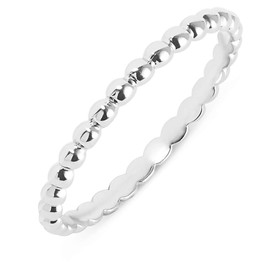 HIGHSTREET 925 Sterling Silver Stackable Beaded Band Ring for Women | Hypoallergenic, Tarnish Resistant, Comfort Fit (Sterling Silver, Size 9)