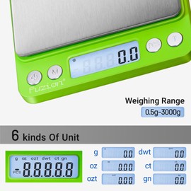 Fuzion Digital Scale .1 Gram Accuracy, 3000g Mini Food Scales for Herb, Spice, Jewelry, Gold, Small Food Scale - Weight Gram and Oz