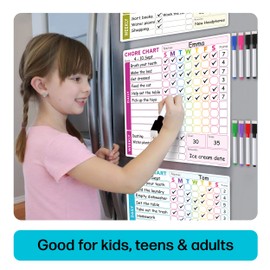 Magnetic Chore Chart - Chore Chart For Kids Multiple Kids - Chore Chart For Adults - Chores Chart For Kids - Dry Erase Chore Chart For Kids - Magnetic Chore Chart For Refrigerator - 3 PCS (10X10")