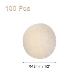 sourcing map 100pcs Round Wood Balls 12mm Diameter Unfinished Solid Wooden Spheres, Natural Wood Craft Balls for DIY Craft Projects Art Ornaments