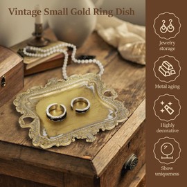 Ring Dish Metal Jewelry Dish Exquisite Jewelry Tray Compact Trinket Dish Decorative Jewelry Dish Tray Vintage Jewelry Bowl Chic Jewelry Bowl Dish Ring Holder Dish for Women Girl Fxvhojq