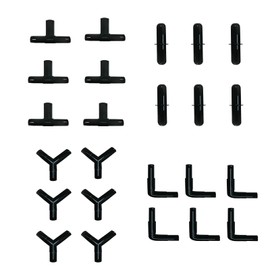Waycreat 24 pcs 4mm Black Aquarium Airline Tubing Connectors Plastic Inline Valve