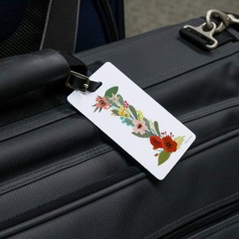 Letter I Floral Monogram Initial Luggage ID Tags Carry-On Cards - Set of 2